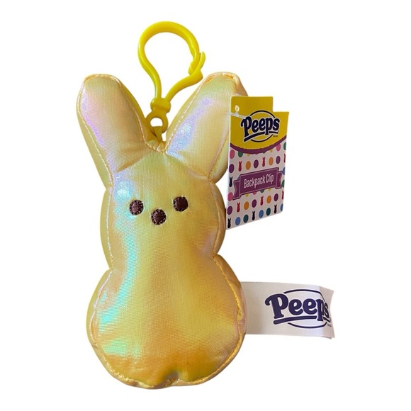 Peeps Metallic Yellow Backpack Clip Easter Iridescent Keychain Collectible NEW - Picture 1 of 3